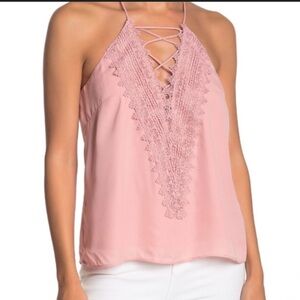 Wayf Nordstrom Posie Blush Pink Strappy Lace Camisole Top, size small